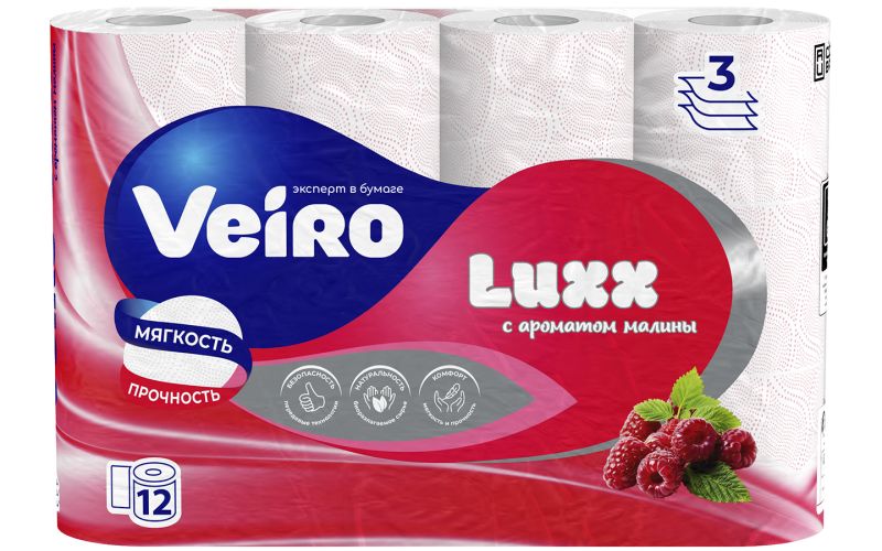 Туалетная бумага 'Veiro Luxoria' 3сл. (12шт) Малина заказать оптом ...