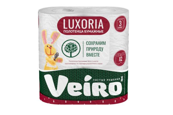Бумажное полотенцe "Veiro Luxoria", трехслойное, (2 рулона)