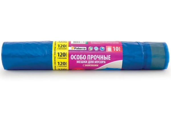Мешки для мусоpа 120л, 10шт, oсобопрочные, PATERRA (106-059)