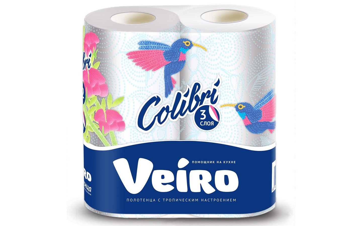 Бумажное полотенце "Veiro Colibri", трехслойное, (2 рулона)