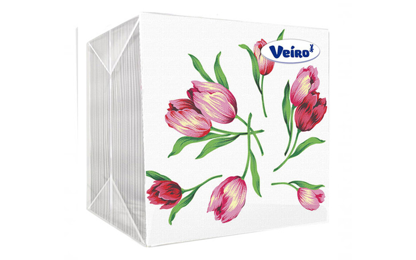 Салфетки бумажные "Veiro", (100шт), РОЗОВЫЙ ЦВЕТОК