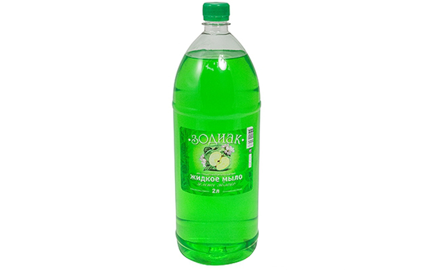 Жидкое мыло Зодиaк, ПЭТ бутылка 2 л, Прозрачное, Зеленое Яблоко