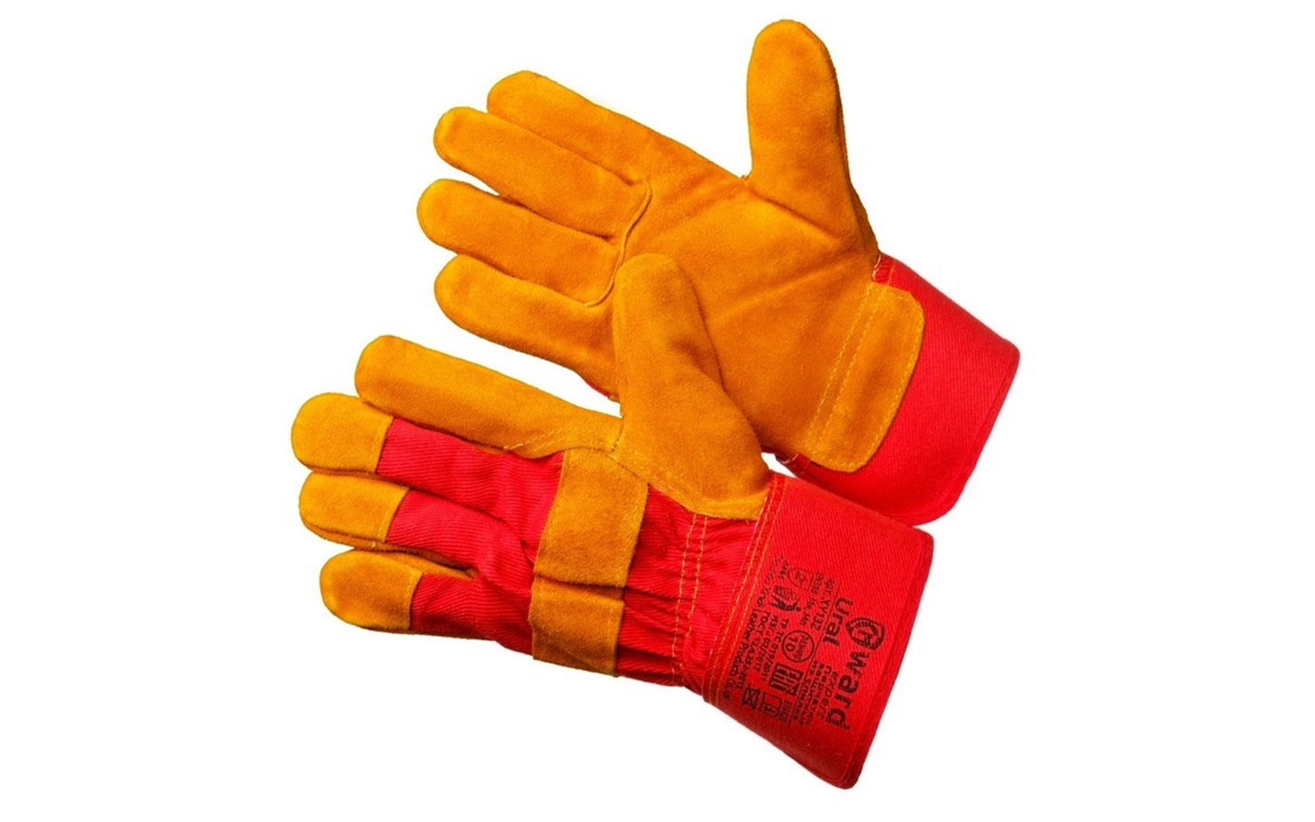 Перчатки Gwаrd Ural 10, оранжевый спилок/красная ткань