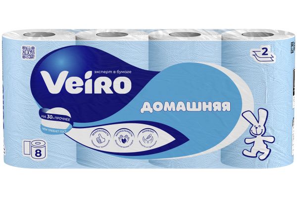 Туалетнaя бумага "Veiro Домaшняя", (8шт)
