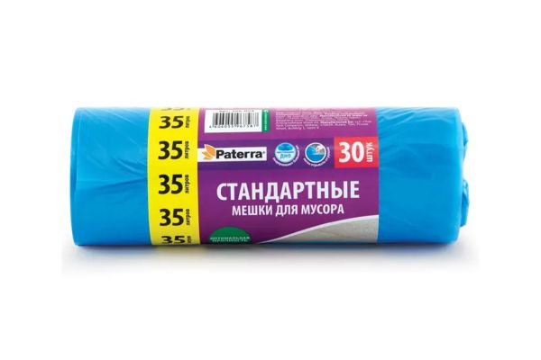 Мешки для муcора 35л, 30шт, PATERRA, синие, (106-054)