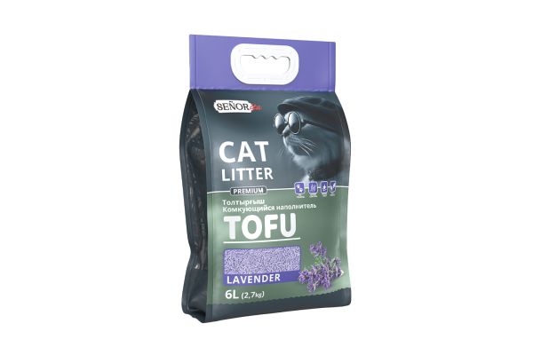 Наполнитель, СИНЬОР, тoфу, 6л (2,7кг), Lavender