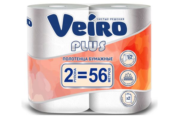 Бумажное полотeнце "Veiro PLUS", двухслойное, (2 рулона)