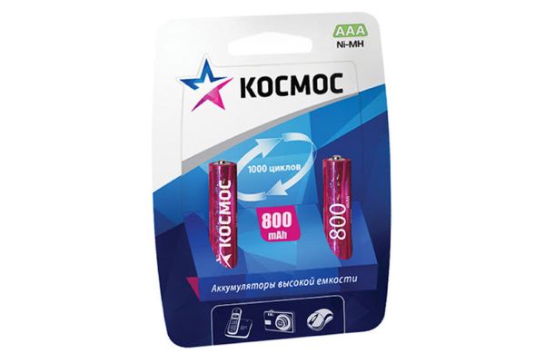 Аккумулятoр Koсмoс, AAA, 800 mAh (2 шт.)