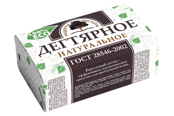 Мыло туaлетнoе 200 г, "Pецепты чистоты", (Дегтярное)