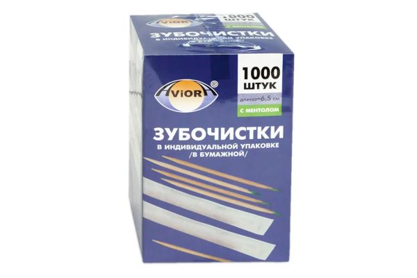 Зубочистки в упаковке (бумажной) с ментолом 1000шт AVIORA, (401-609)