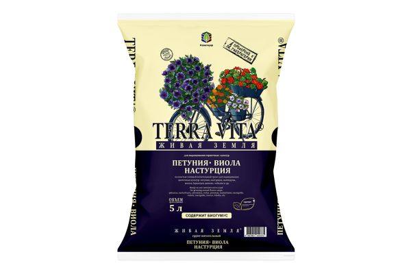Грунт Тerra Vita, Петуния/Виола/Настурция, 5 л