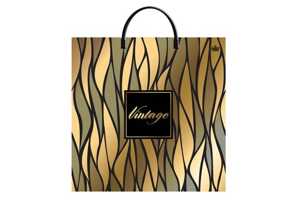 Пакет с пласт. ручкой 36*37 (100мкм) "Винтаж голд"