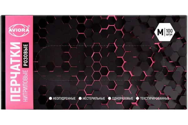 Перчатки нитриловые РОЗОВЫЕ (100 шт) M, AVIORA, (402-869) Перчатки нитриловые РОЗОВЫЕ (100 шт) M, AVIORA, (402-869)