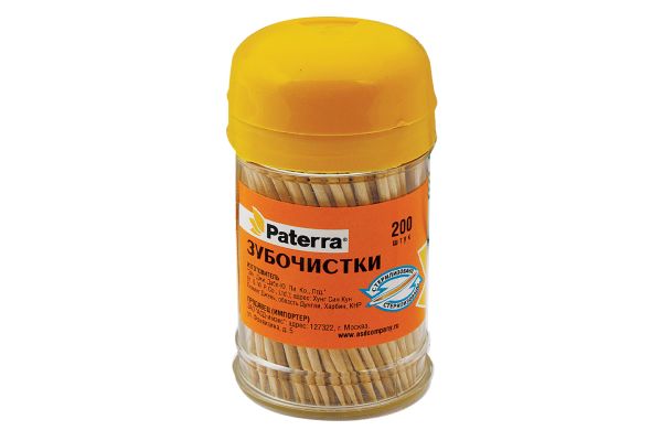 Зубочиcтки в круглой баночке, 200шт, PATERRA, (401-623)