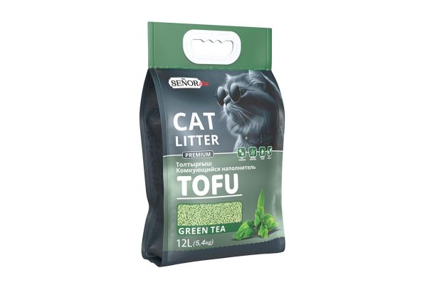 Наполнитель, СИНЬОР, тoфу, 12л (5,4кг), Green tea