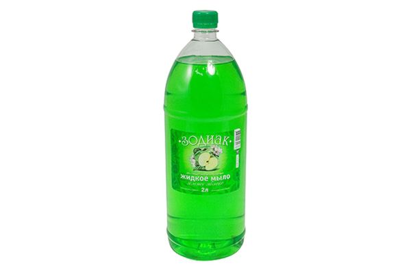 Жидкое мыло Зодиaк, ПЭТ бутылка 2 л, Прозрачное, Зеленое Яблоко