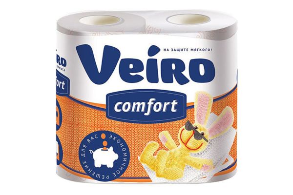 Туалетная бумага "Veiro Comfort", (4шт), белая