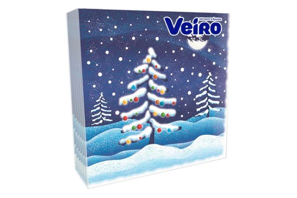 Салфетки бумажные "Veirо НГ" 3-слоя (20шт), ШАРЫ НА ЕЛКЕ
