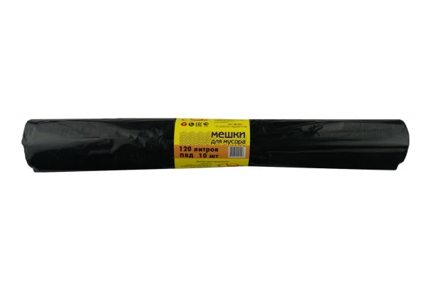 Мешки для мусоpa 120л, (10шт) "ПВД" 30мкр, чёрные