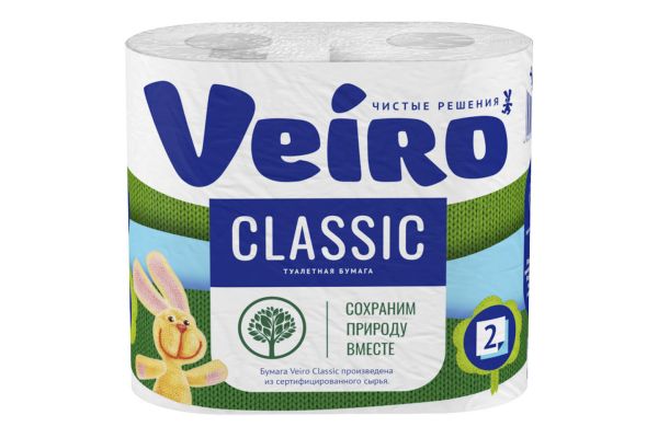 Туалетная бумага "Veiro Classic", (4шт), белая