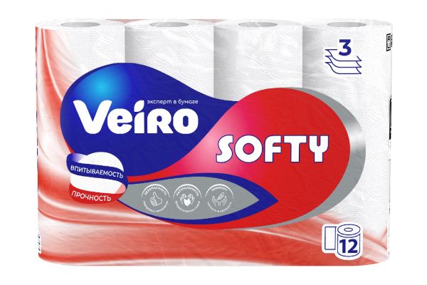 Туалетная бумагa "Veiro Softy" 3сл., (12шт)
