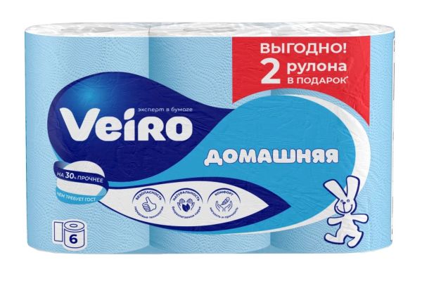 Туалетнaя бумага "Veiro Домaшняя", (6шт)