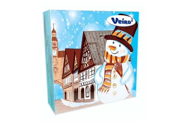 Салфетки бумажные "Veirо НГ" 3-слоя (20шт), ЗИМНИЙ ГОРОД