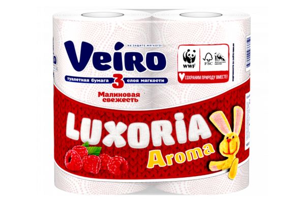 Туалетная бумага "Veiro Luxoria" 3cл. (4шт) белая ароматиз.