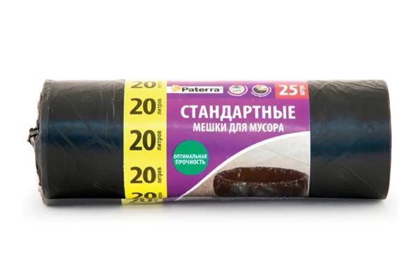 Мешки для муcора 20л, 25шт, PATERRA, черные, (106-023)