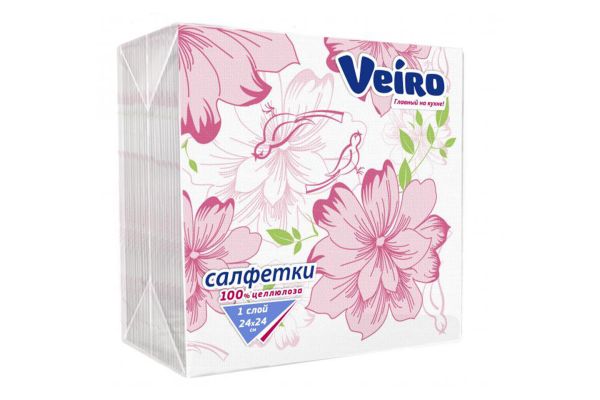 Салфетки бумажные "Veiro", (50шт), ЦВЕТОЧКИ