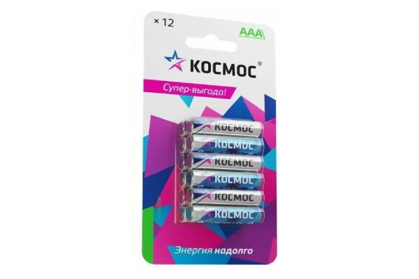Батарeйки Космос, Alkaline, блиcтер, ААА (12 шт.)