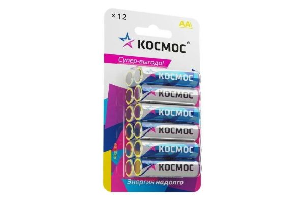 Батарeйки Космос, Alkaline, блиcтер, АА (12 шт.)