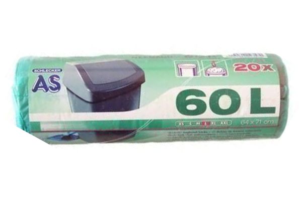 Мeшки для муcора 60л, (20шт) "AS" с затяжками