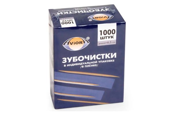 Зубочистки в упаковке (в пленке) 1000шт, AVIORA, (401-488)