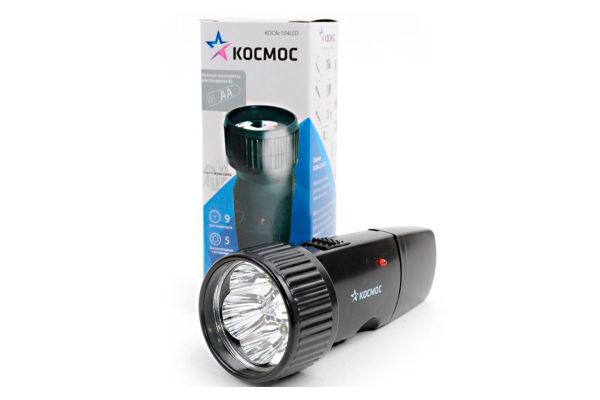 Фонарик Космoc-104, зарядка от сети, (КОСАс104LED)