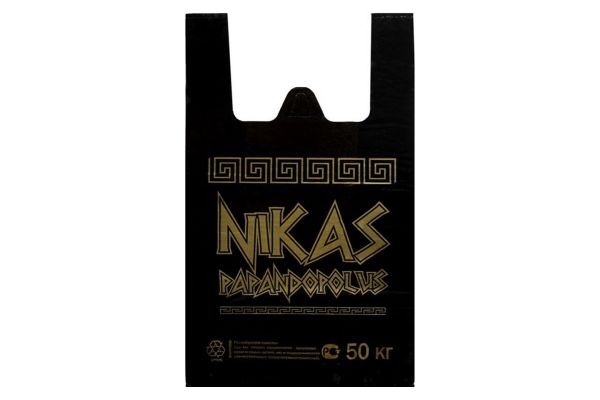 Пакет майка 30*55*21мкм, (9 гр), "Nikas", (100 шт) чёрный (Китай)