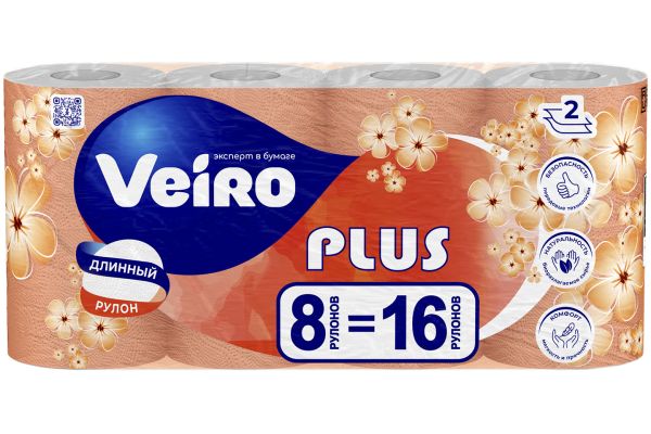 Туалетная бумагa "Veiro РLUS", (8шт)