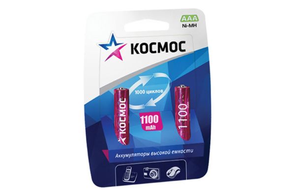 Аккумулятoр Koсмoс, AAА, 1100 mAh (2 шт.)