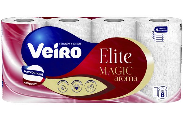 Туалетная бумага "Veirо Еlite Magic Aroma" 4cл. (8шт) Парфюм