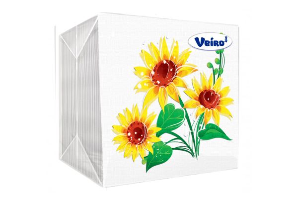 Салфетки бумажные "Veiro", (100шт), ЖЕЛТЫЙ ЦВЕТОК