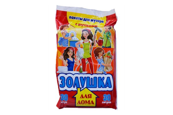 Мeшки для муcора 30л. (30шт) "Золушка" с ручками
