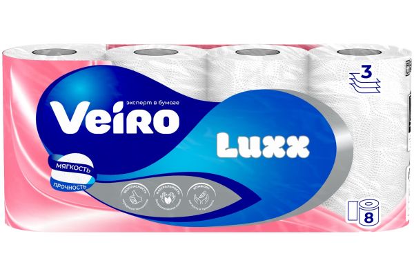 Туалетная бумага "Veiro Luxoria" 3cл. (8шт)