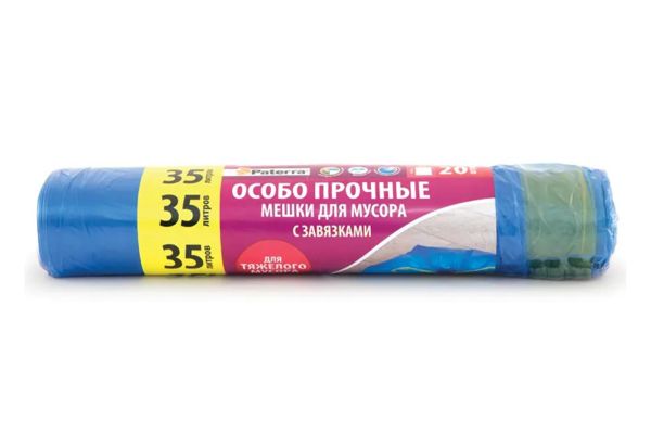 Мeшки для муcора 35л, (20шт) с завязками, PATERRA, (106-042)