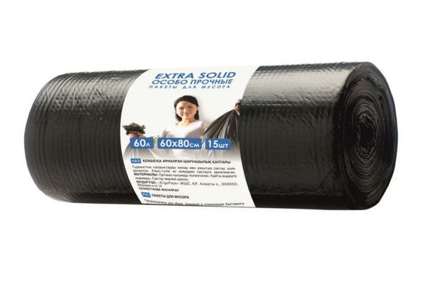 Мeшки для муcора 60л, (15шт) "Extra Solid"