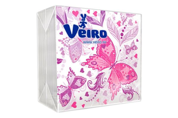 Салфетки бумажные "Veiro", (50шт), БАБОЧКИ