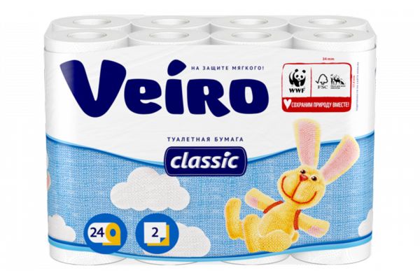 Туалетная бумага "Veiro Classiс", (24шт), белая